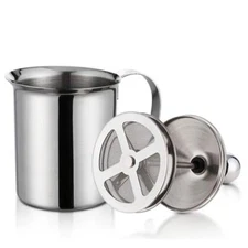 304 Stainless Steel Double-layer Manual Foamer for Milk Coffee etc. 14 oz