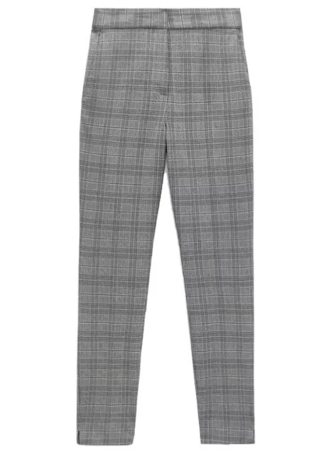 Zara Plaid Checked Cuffed cropped cream Pants M | eBay