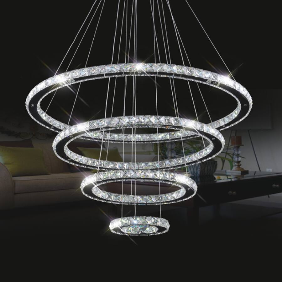 Luxury Ring Crystal Chandelier LED Ceiling Lamp Living Room