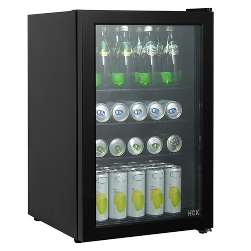 HCK Beverage Refrigerator 70L Bar Fridge Glass Door Countertop Freezer