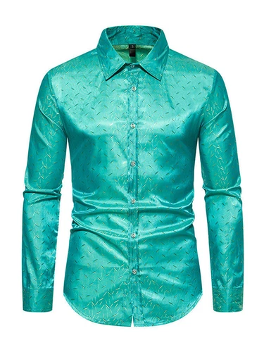 Men's Shirts Long Sleeve New Casual Button Down Dress Shirt Silk Tops - Imagen 12 de 24