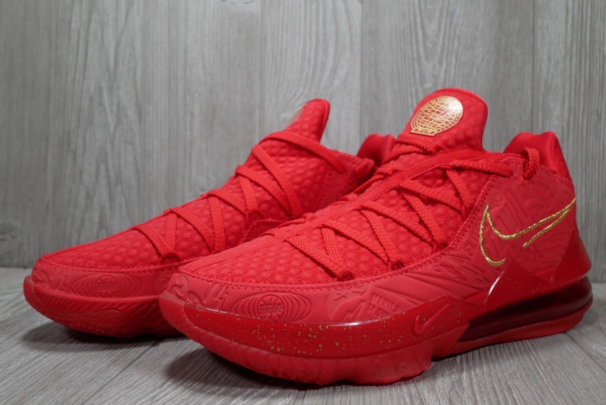New Nike Lebron 17 XVII Low Triple Red Gold Titan Shoes