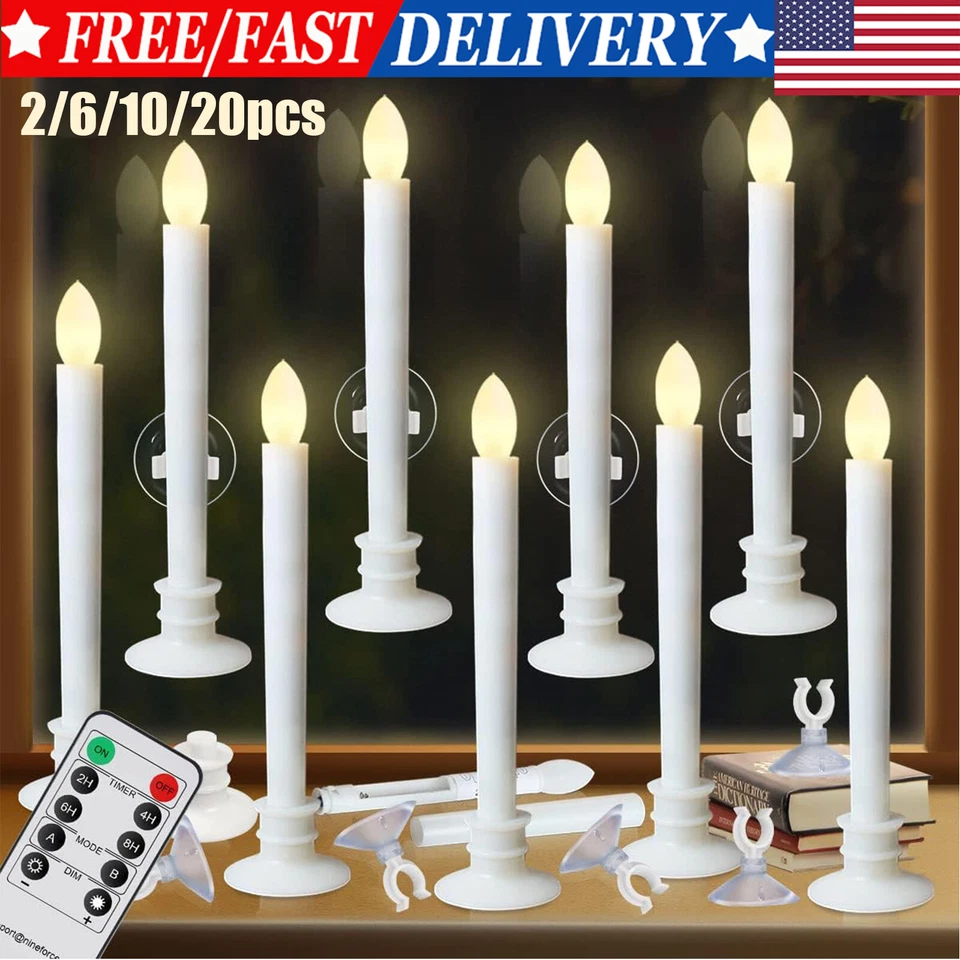 LED Window Candles with Remote Timers Battery Operated Flameless Taper Candles - Image 2 of 4
