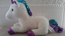 Aurora White/Purple Shiny Sparkle Unicorn Super Soft Plush Stuffed Animal EUC