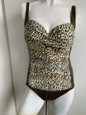 La Blanca size 12 brown leopard print swimsuit one piece sweetheart neck