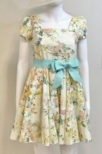 NWT 90S FLORAL BABYDOLL TIERED SWING MINI DRESS COTTAGECORE VINTAGE CUTE DRESS S
