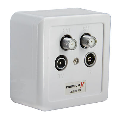 PremiumX PX4 Sat TV Dose 4-fach Enddose TWIN Antennendose CLASS A DIGITAL HDTV