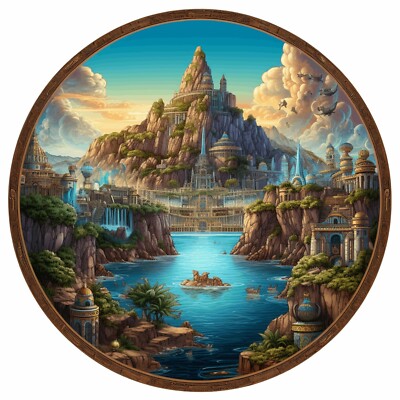 Lost City of Atlantis Applique Patch -  Ancient Civilization Badge (Iron on)