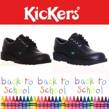 Kickers Lo Bas Hommes à Lacets Cuir École Chaussures en Noir Pour UK 3 - 12
