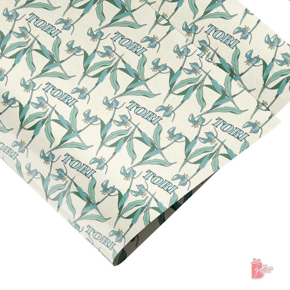 Name Personalized Birthday Gift Wrapping Paper with Bluebell Flower Gift Paper - Image 4 of 4
