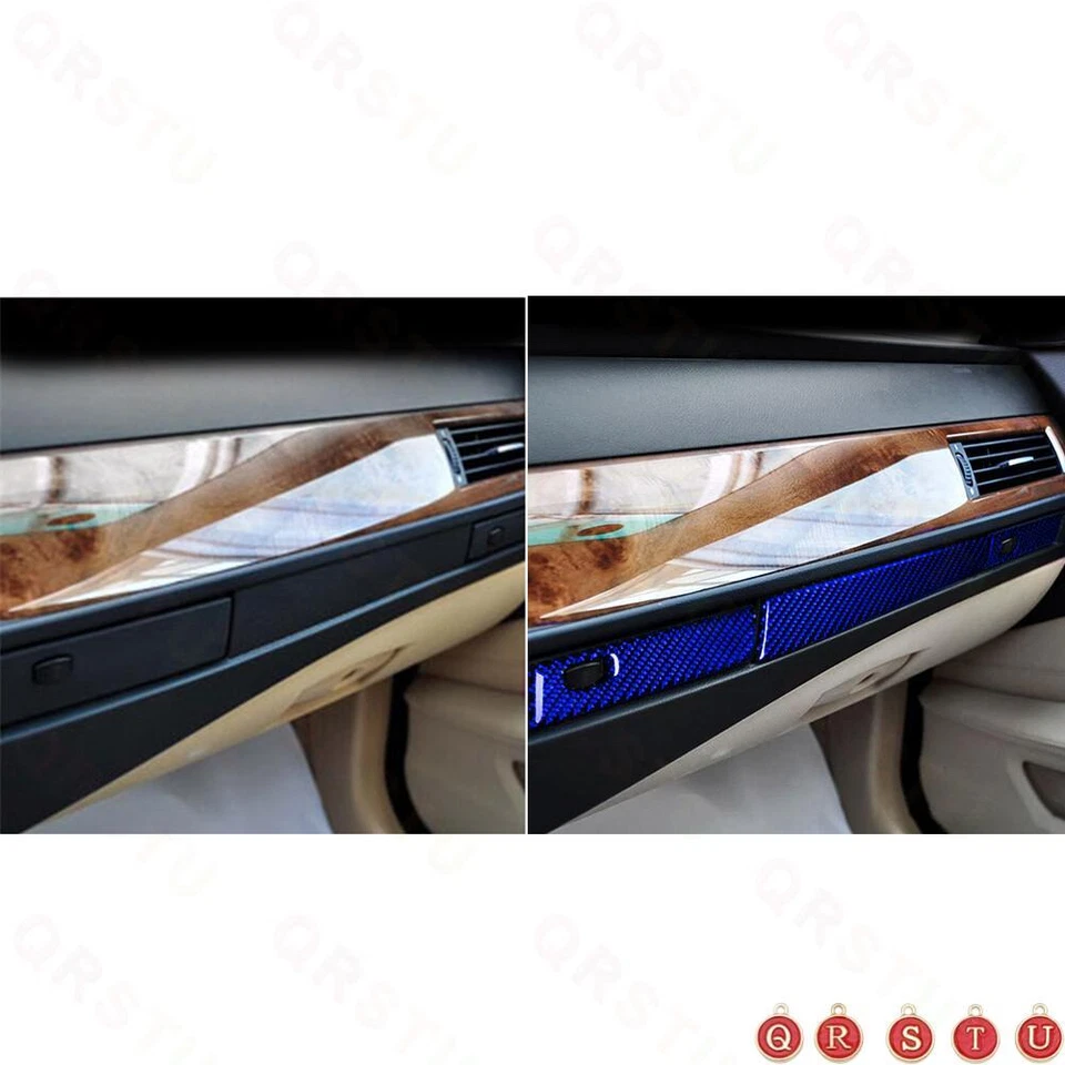 Blue Carbon Fiber Co-pilot Watercup Panel Cover Trim For BMW 5 Series E60 05-11 - Image 3 of 4
