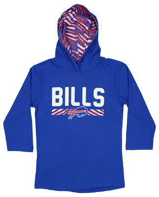 Zubaz NFL Women's Buffalo Bills 3/4 Sleeve Hoodie W/ Classic Zebra Print  Accents