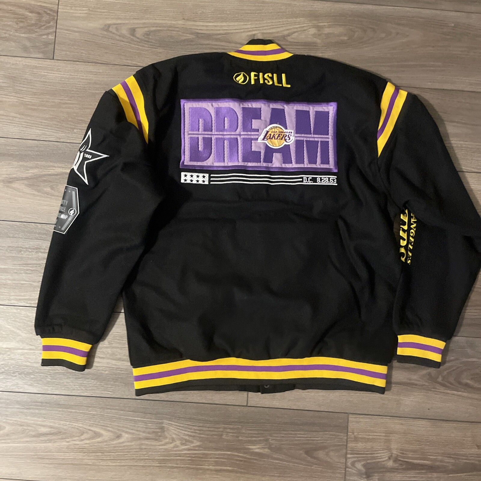 los Angeles Lakers Black FISLL Black History Collection Full Snap Jacket Size L