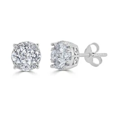 with packaging LAB GROWN 14  1 Cttw Diamond Round Grand Cluster Stud Ear G1N
