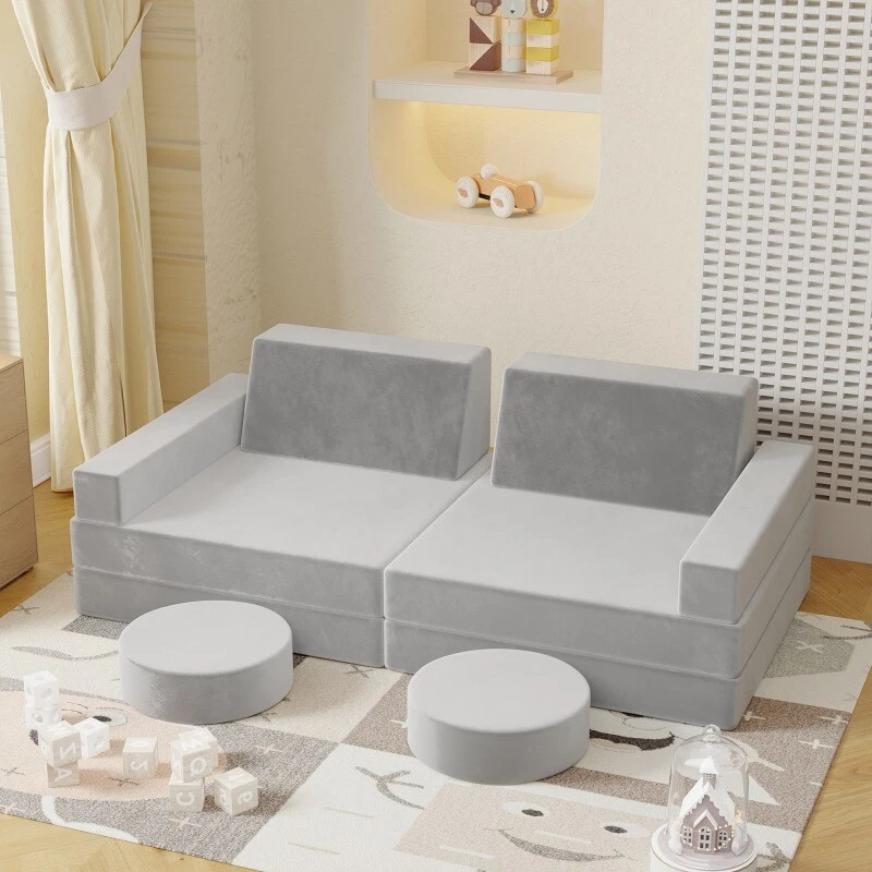 Sofá modular para niños de 10 piezas sofá para sala de juegos, sofá interior para niños pequeños Foto 4 de 4