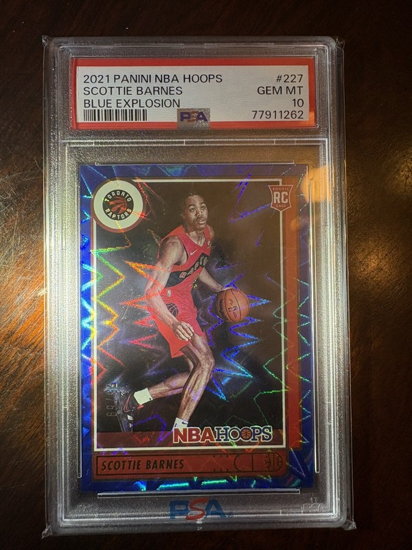 Scottie Barnes 2021-2022 NBA Hoops Blue Explosion #55/59 Rookie PSA 10 POP 1