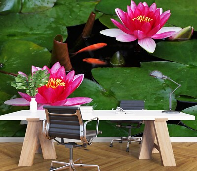 3D Lotus Fisch M10705 Tapete Wandbild Selbstklebend Abnehmbare Aufkleber Eve