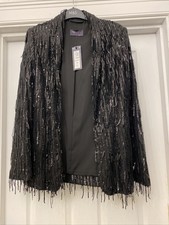 Bnwt M & S Ladies Black Sequin Jacket Size 6