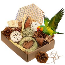 CSCHENGO Natural Bird Chew Toys Parrot Toys Box, Foraging Shredding