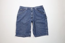 Vtg 90s Calvin Klein Mens 38 Faded Spell Out Baggy Dungaree Denim Jean Shorts