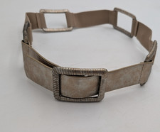 Chico's Women's Belt Size M Gold Metallic Faux Leather Elastic Bohemian Boho