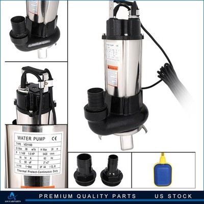  6340GPH 1.5HP Sump Pump Industrial Sewage Cutter Grinder Cast iron Submersible