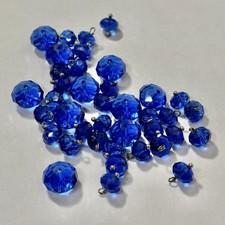 Lot of 40 Faceted Rondelle Sapphire Blue Czech Glass Crystal Beads 7mm to 10mm