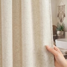 Linen Shower Curtain Neutral Vintage Farmhouse Linen Shower Curtains for Bath...