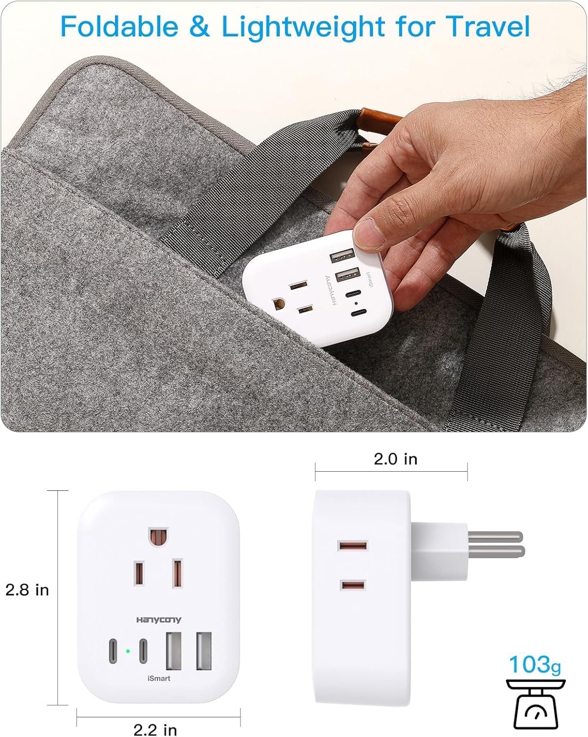 2 Pack Switzerland Travel Plug Adapter, HANYCONY Type J Power Adapter with 4... 