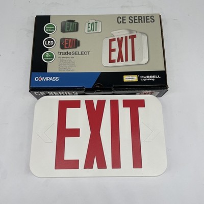 Emergency Exit Lighted Sign Compass CE Series Trade Select LED A/C Powered