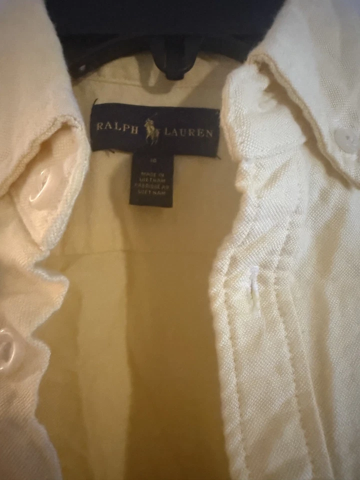 Polo Ralph Lauren Girls Short Sleeve Yellow Cotton Button Front Dress Size 10 - Image 2 of 4