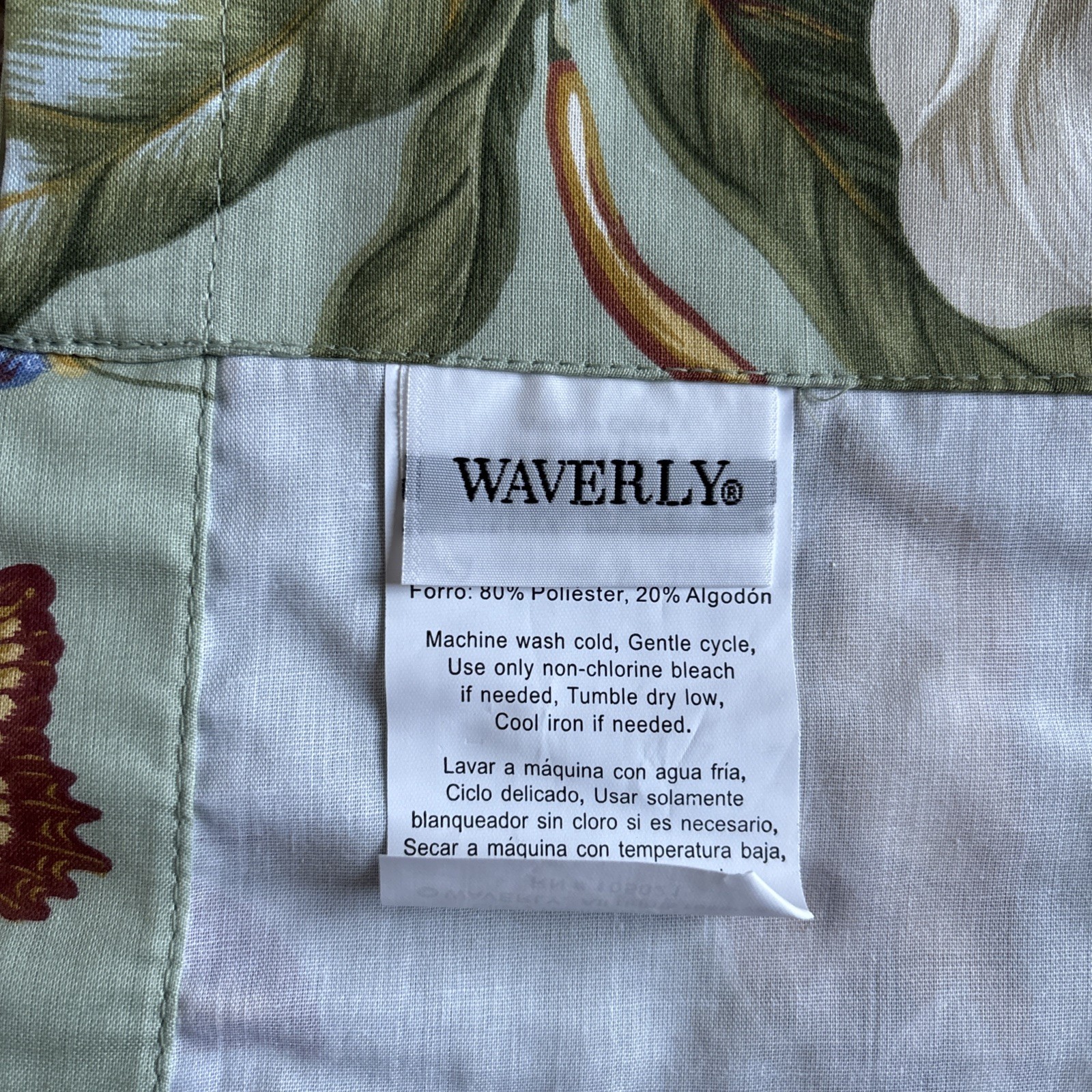 Waverly Valance 18x50 Sage Green Floral Magnolias Scalloped Edge NWOT