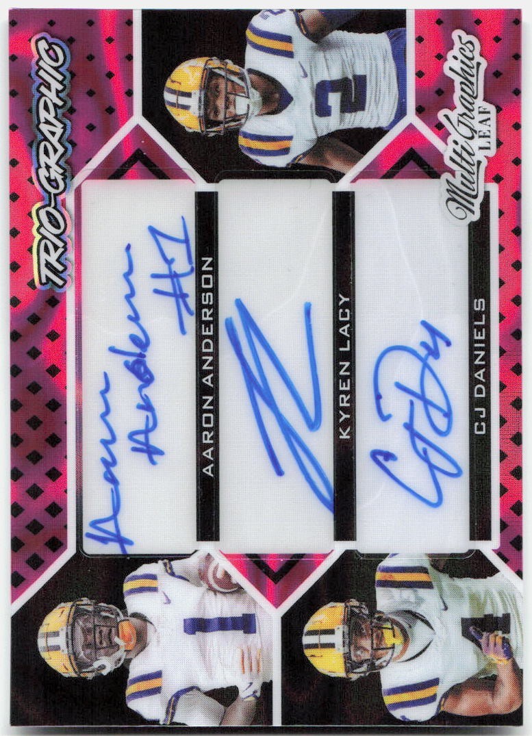 2024 Leaf LSU Aaron Anderson Kyren Lacy CJ Daniels Triple AUTO MTG-3 #3/7 (B3)