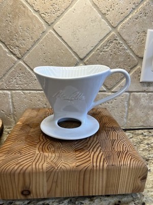 Melitta Ceramic Pour Over Coffee Maker Manual Single Hole White Porcelain Italy
