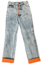 Vintage Sergio Valente Blue Denim Jeans Orange Cuffs USA Women  s Waist Size 26