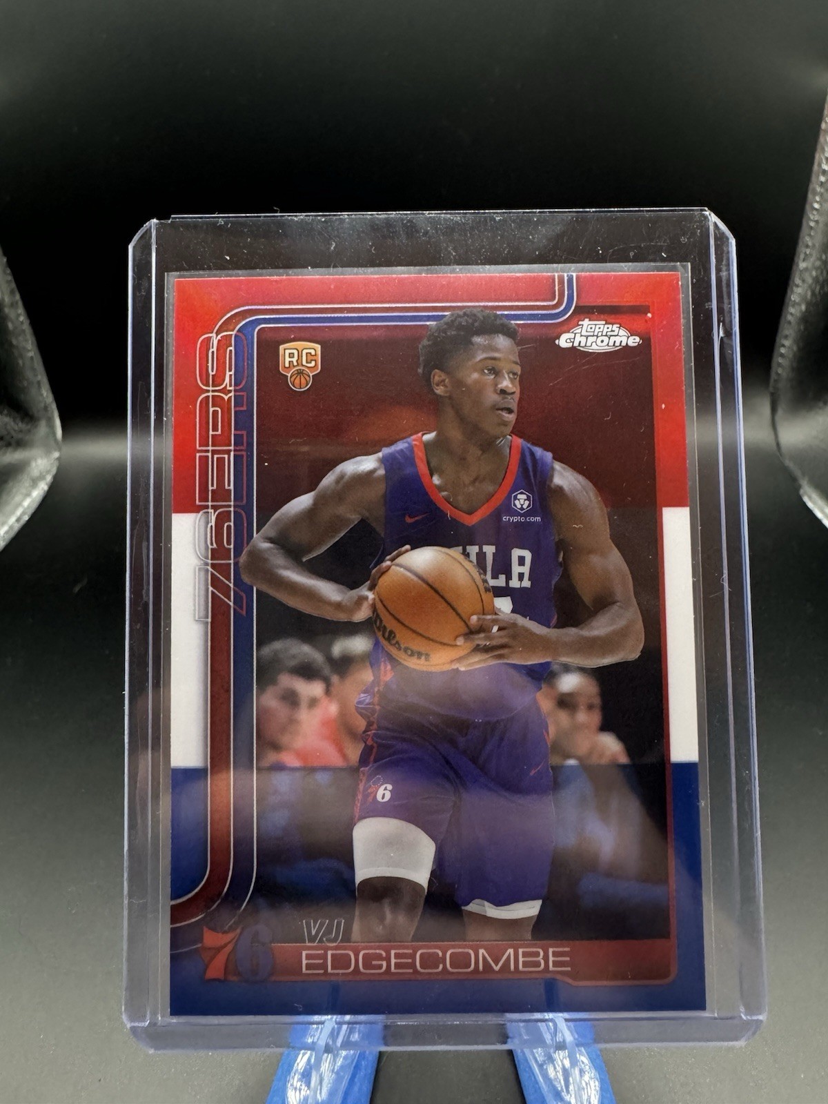2025-26 Topps Chrome #253 VJ Edgecombe Red White Blue RC Philadelphia 76ers