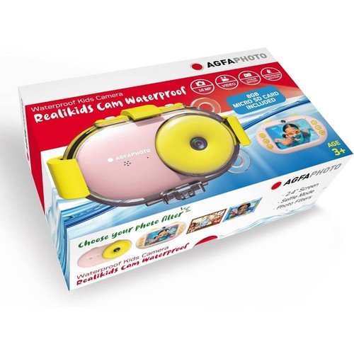 Agfaphoto Cámara Buceo para Niños Realikids Cam + SD Card 8GB, Rosa - Imagen 2 de 7