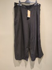 Monsoon Women's Effy Cropped Linen Trosers Black Large RRP £45