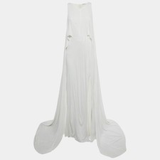 Versace Collection White Jersey Cape Detail Maxi Dress M