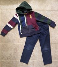Ralph Lauren Boy Navy Color Blocks Hoodies Pants Lot Size 8 Big Pony