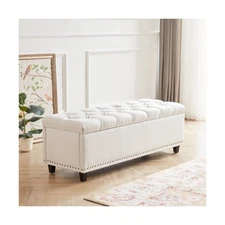 Tbfit Ottoman with Storage, 50.8" Upholstered Button Tufted End of Bed Bench ...