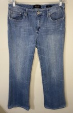 Seven7 Jeans Women 12 Blue Denim Medium Wash Flare Mid Rise Stretch Pockets
