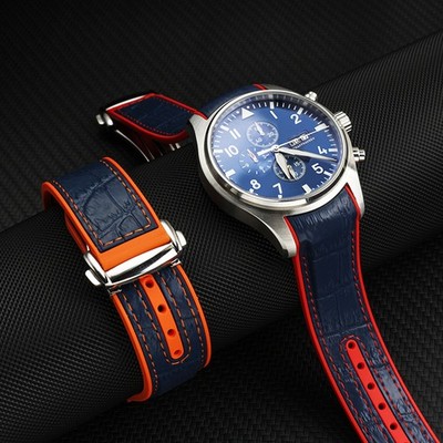 New Leather Rubber Watch Band Strap For Omega Seamaster 300 Planet Ocean 600m