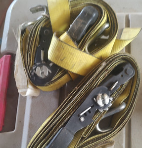 Ratchet Tie Down Straps w/ Metal Hooks, Hook End Type Inch And A Half