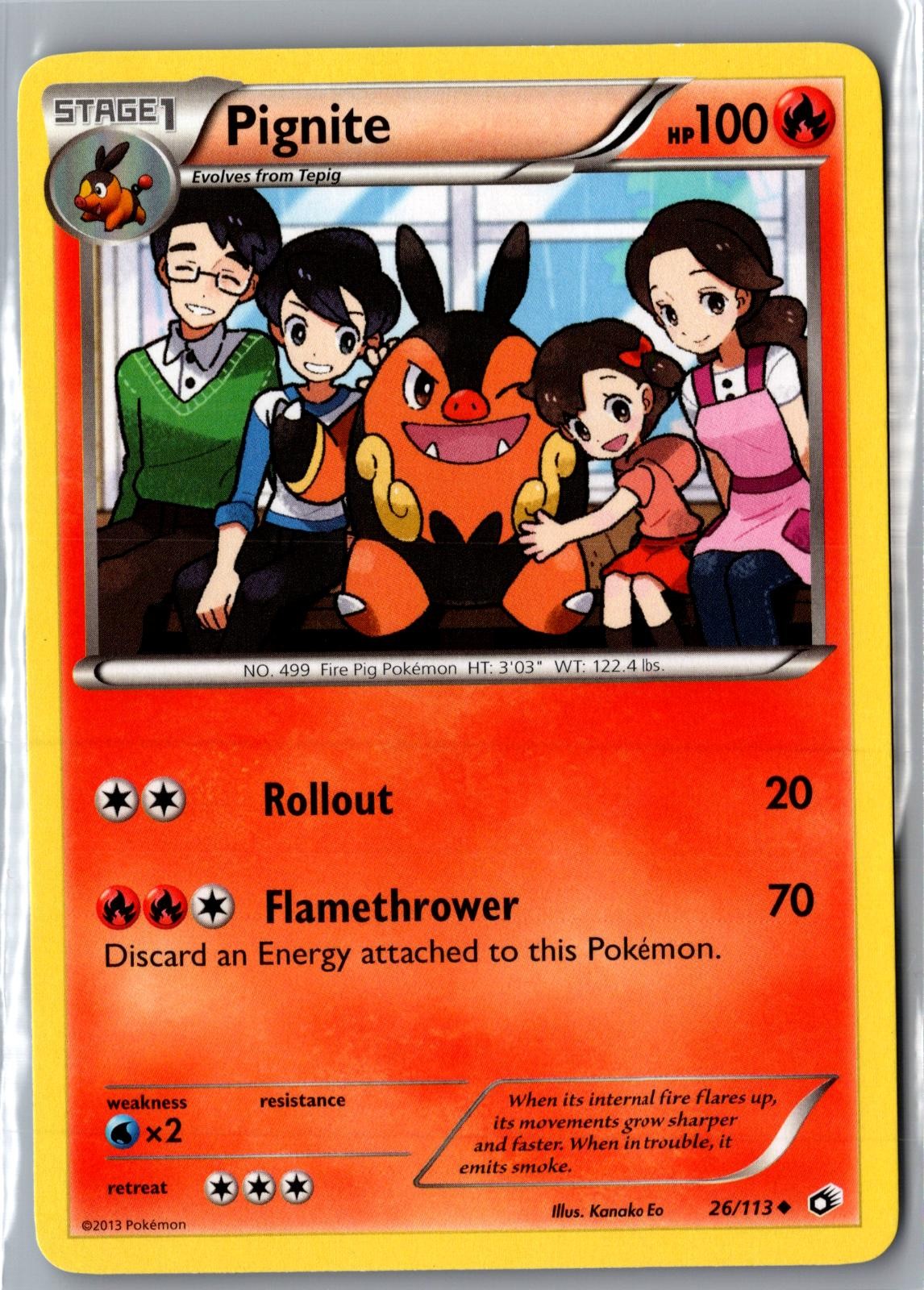 Pignite 26/113 Uncommon Legendary Treasures Pokemon Near Mint