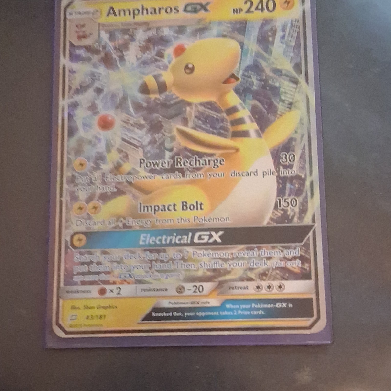 Pokemon Ampharos GX 43/181 Team Up Ultra Rare Holo EN 2019 240 HP