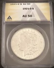 1921-D MORGAN SILVER DOLLAR ** ANACS AU-50 **  PROBLEM FREE COIN  (7688)