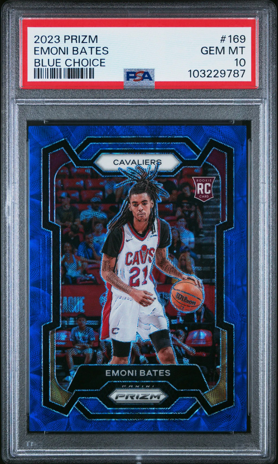 2023 Panini Prizm Emoni Bates #169 Blue Choice PSA 10