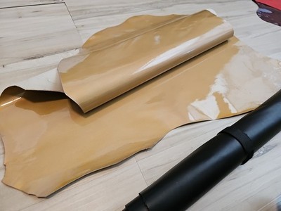 DULL GOLD TAN SHEEPSKIN LAMBSKIN LEATHER FULL HIDE PANEL,SHEET,SQUARE,PATENT