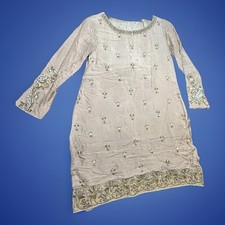 3 Piece GHARARA Sharara Wedding Party Wear Beige Embroidered Heavily Embellished